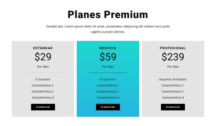 Planes Premium Plantilla HTML5