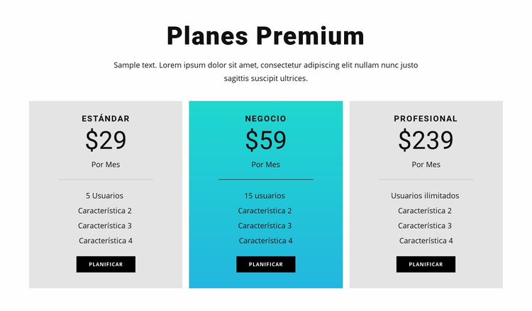 Planes Premium Plantilla Joomla
