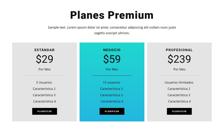 Planes Premium Tema de WordPress