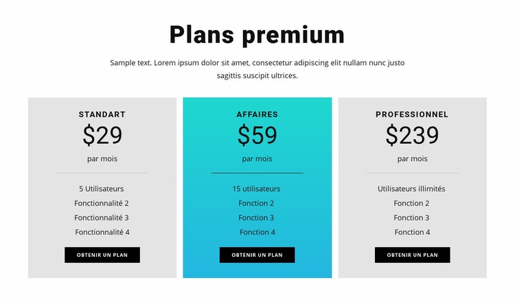Plans premium Conception de site Web