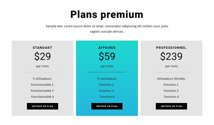 Plans premium Maquette de site Web