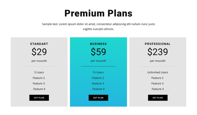 Premium Plans HTML Template