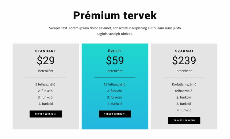 Prémium tervek Weboldal tervezés