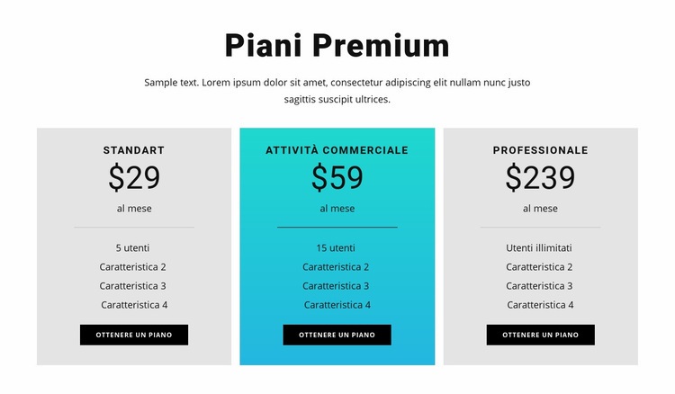 Piani Premium Progettazione di siti web
