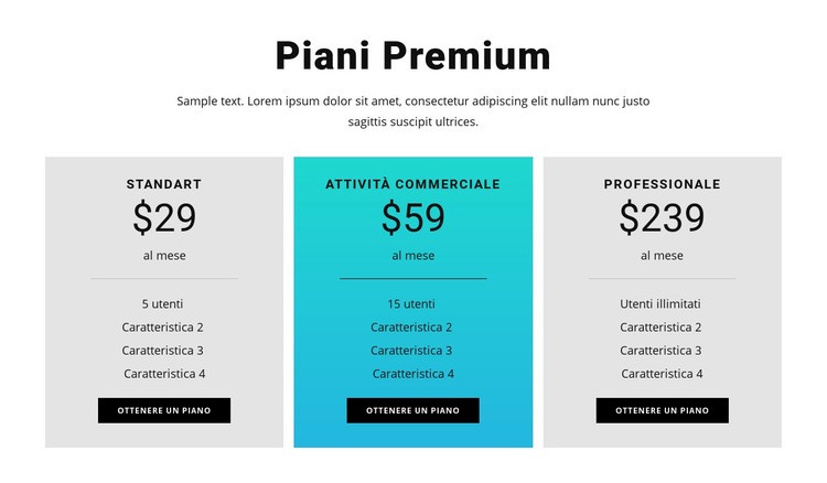 Piani Premium Mockup del sito web