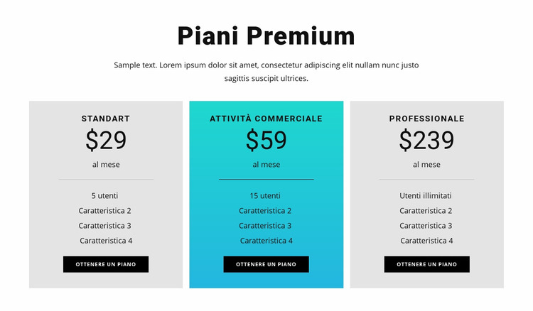 Piani Premium Modello Joomla