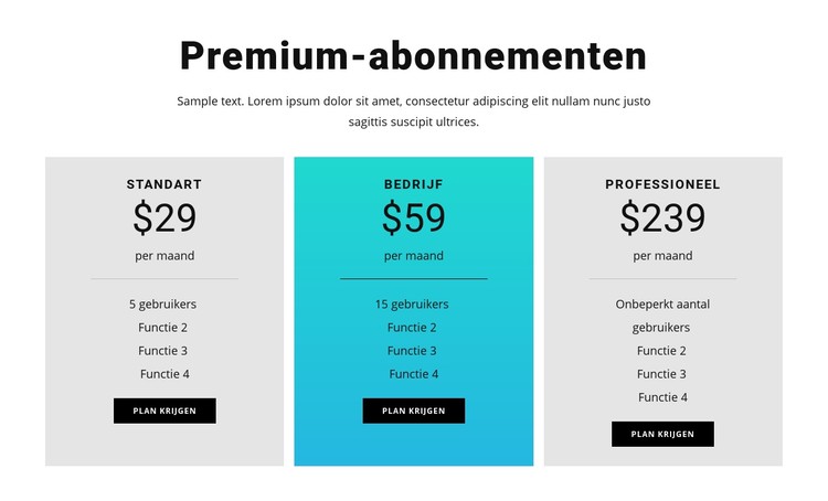 Premium-abonnementen CSS-sjabloon