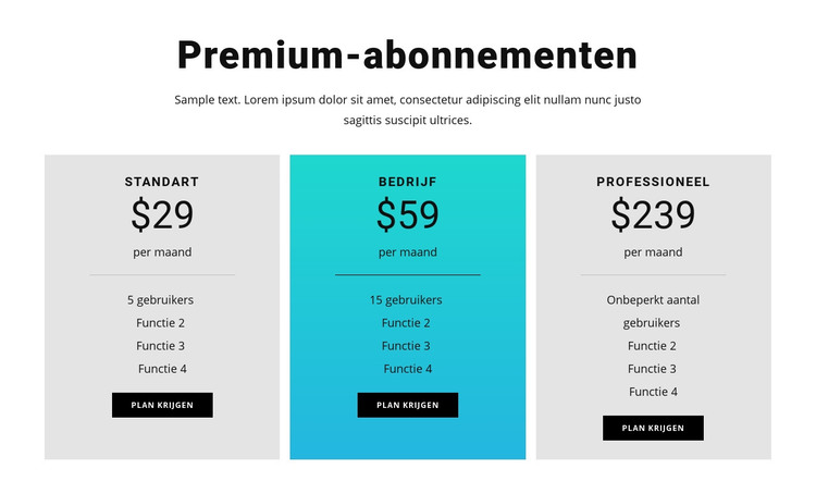 Premium-abonnementen HTML-sjabloon