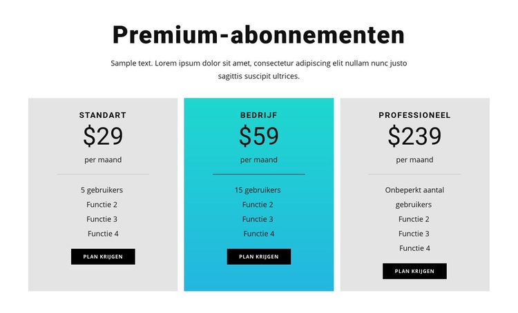 Premium-abonnementen HTML5-sjabloon