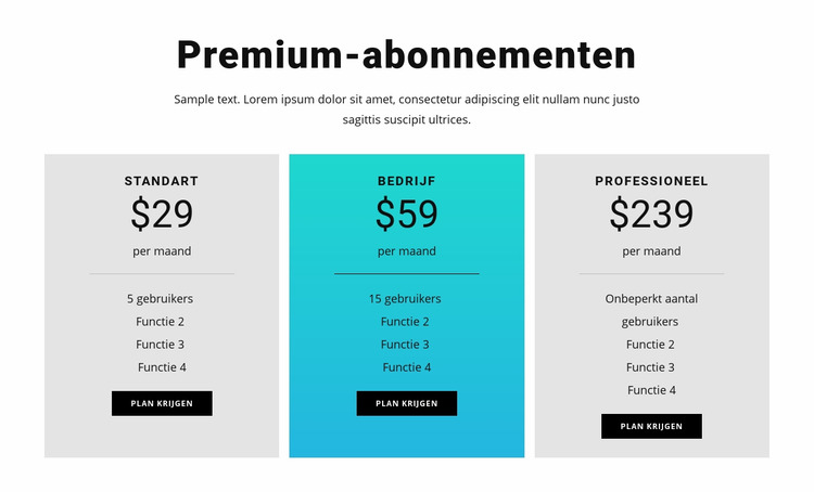Premium-abonnementen Joomla-sjabloon