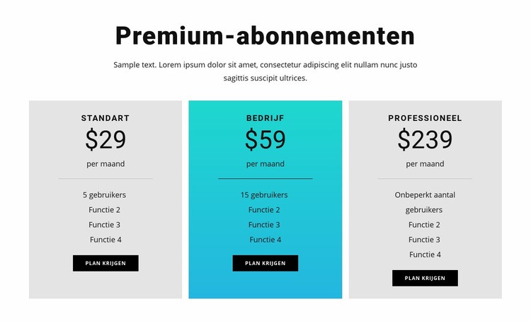 Premium-abonnementen Sjabloon