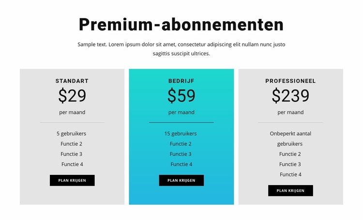Premium-abonnementen Website Builder-sjablonen