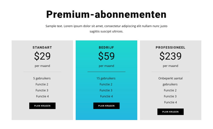 Premium-abonnementen Website sjabloon
