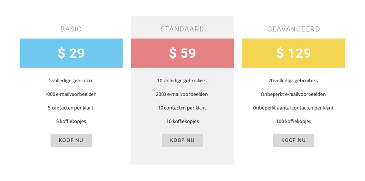 Cost-plus-prijzen Website sjabloon