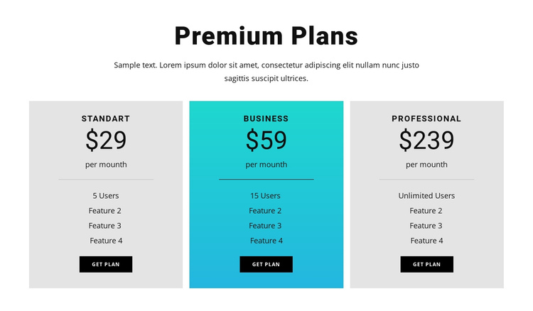Premium Plans One Page Template
