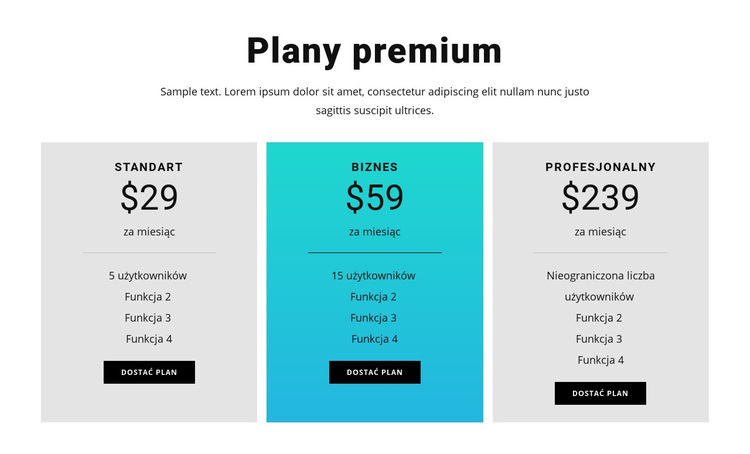 Plany premium Motyw WordPress