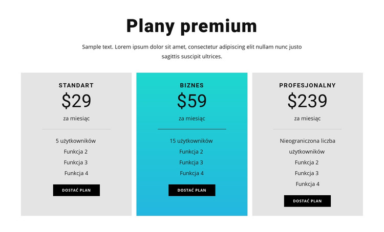 Plany premium Szablon HTML
