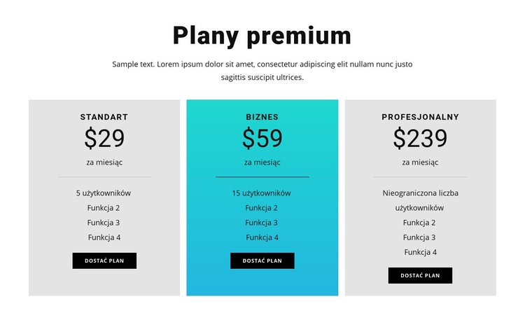 Plany premium Szablon HTML5