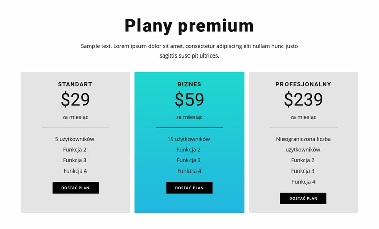 Plany premium Szablon Joomla