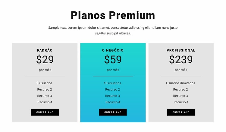 Planos Premium Design do site