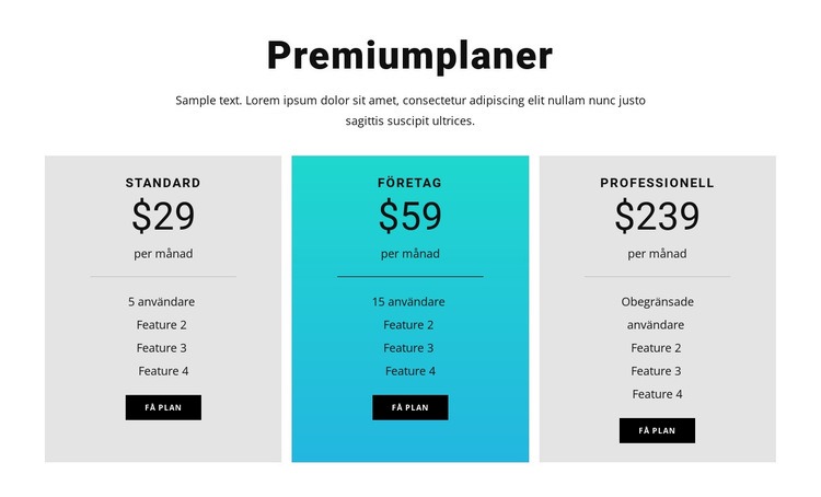 Premiumplaner Webbplats mall