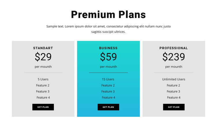 Premium Plans Template