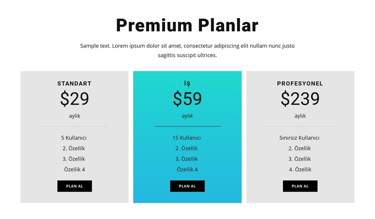 Premium Planlar Açılış sayfası