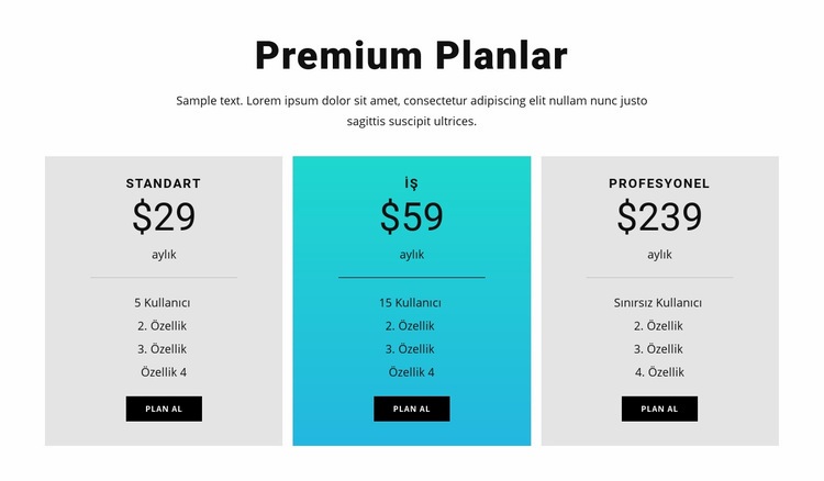 Premium Planlar Html Web Sitesi Oluşturucu