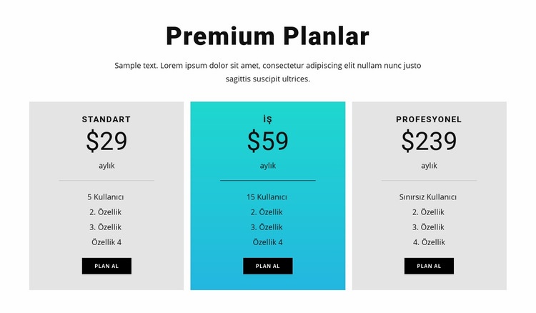 Premium Planlar Web Sitesi Oluşturucu Şablonları
