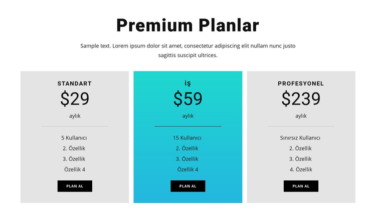 Premium Planlar Web Sitesi Şablonu