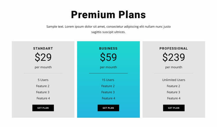 Premium Plans Website Builder Templates