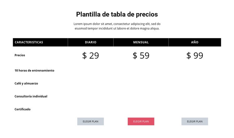 Precio competitivo Plantilla