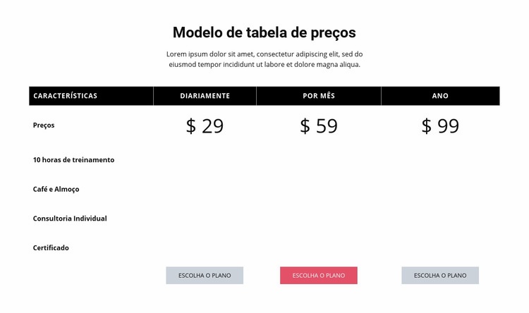Preços competitivos Modelo HTML5