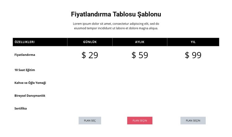Rekabetçi fiyatlandırma Web Sitesi Oluşturucu Şablonları