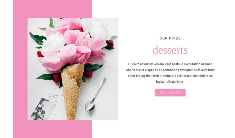 Our specialty desserts Web Page Design