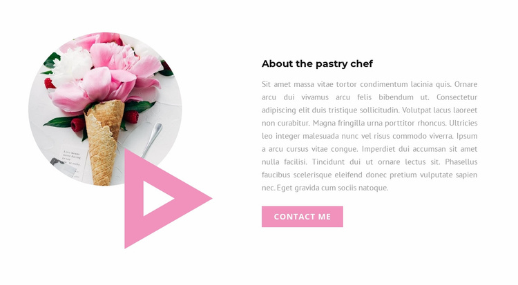 About the pastry chef Landing Page