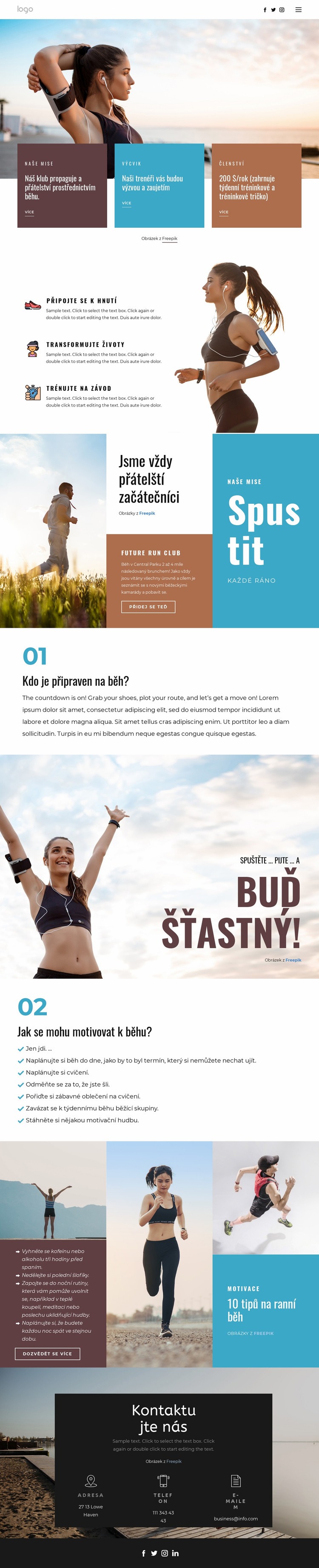 Běžecký klub pro sport Téma WordPress