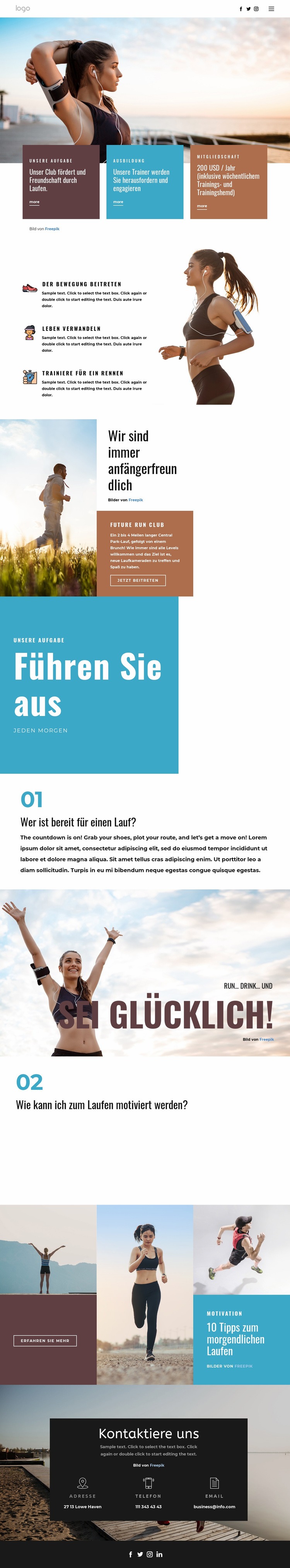 Laufverein für Sport HTML Website Builder