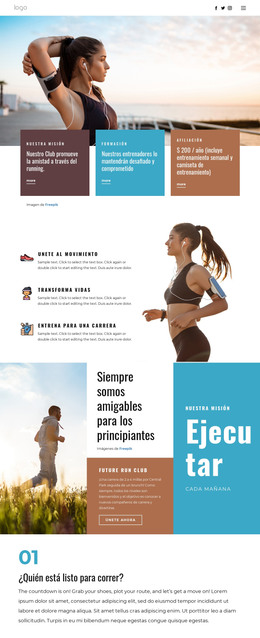 Club De Running Para Deportes: Plantilla De Página HTML