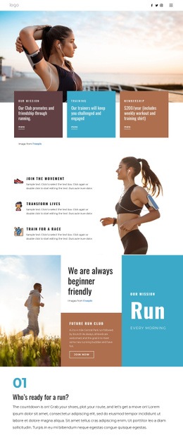 Running club for sports - Html Code Example by Nicepage