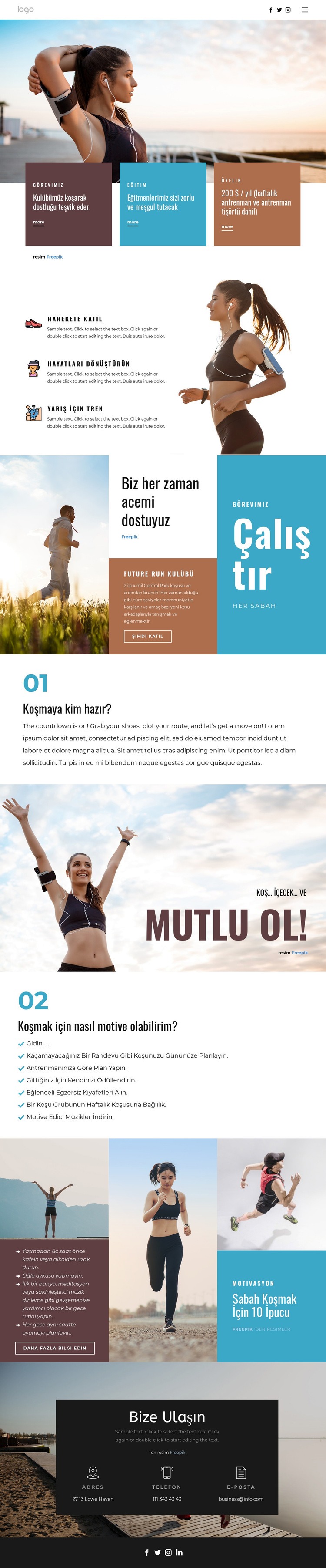 Spor için koşu kulübü HTML5 Şablonu