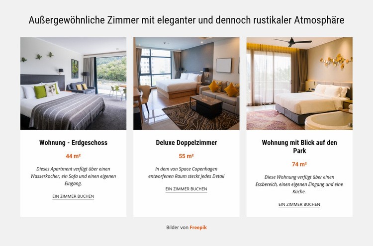 Außergewöhnliche Zimmer Website Builder-Vorlagen