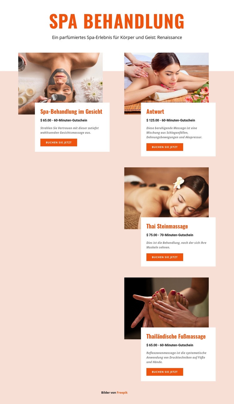 Verschiedene Wellnessanwendungen HTML Website Builder