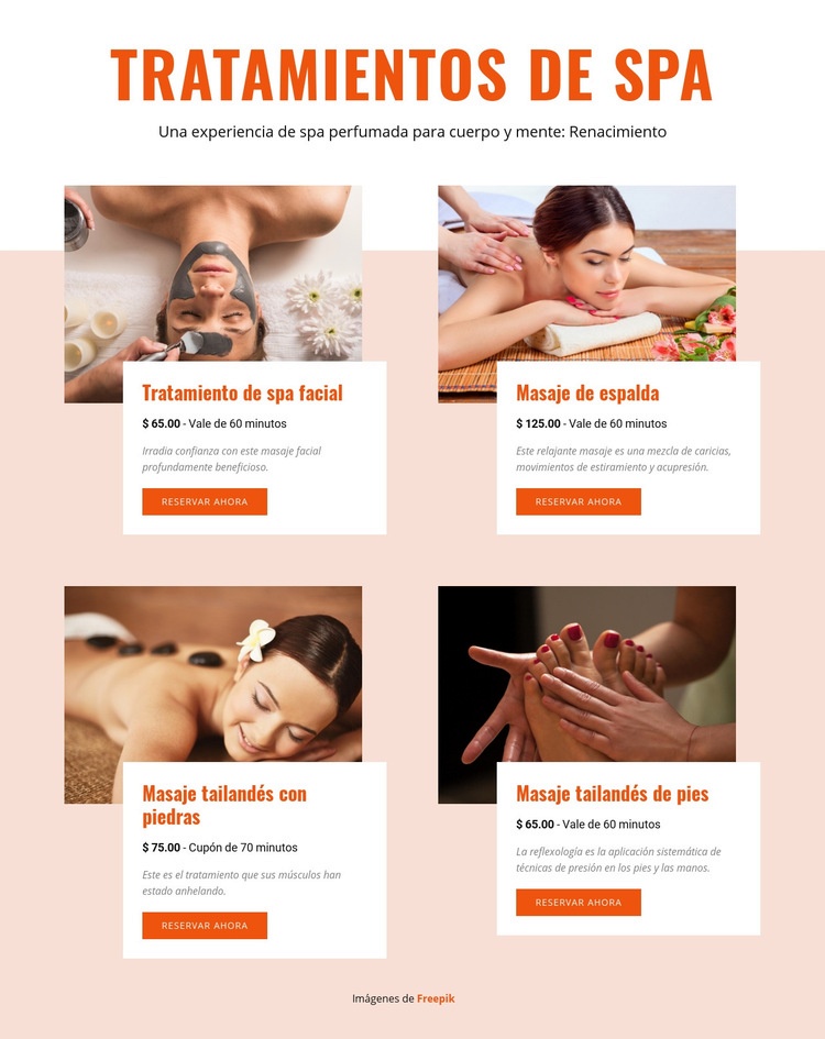 Diferentes tratamientos de spa Plantilla HTML5