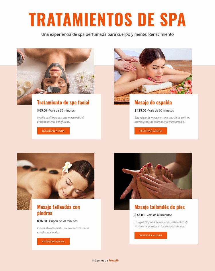 Diferentes tratamientos de spa Plantilla Joomla