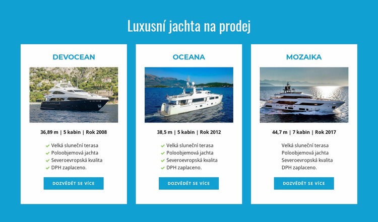 Luxusní jachty na prodej Šablona webové stránky