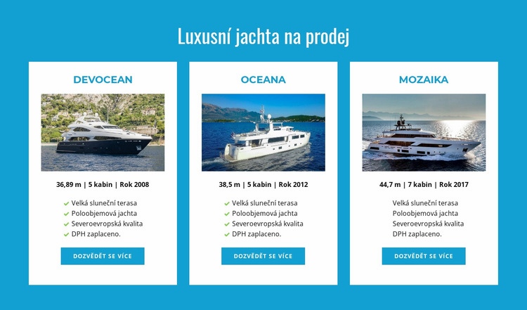 Luxusní jachty na prodej Webový design