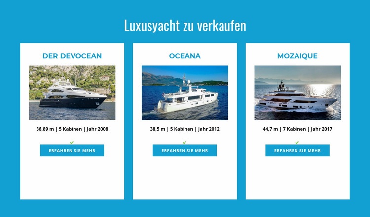 Luxusyachten zu verkaufen Website design