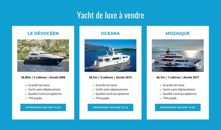 Yachts de luxe à vendre Créateur de site Web HTML