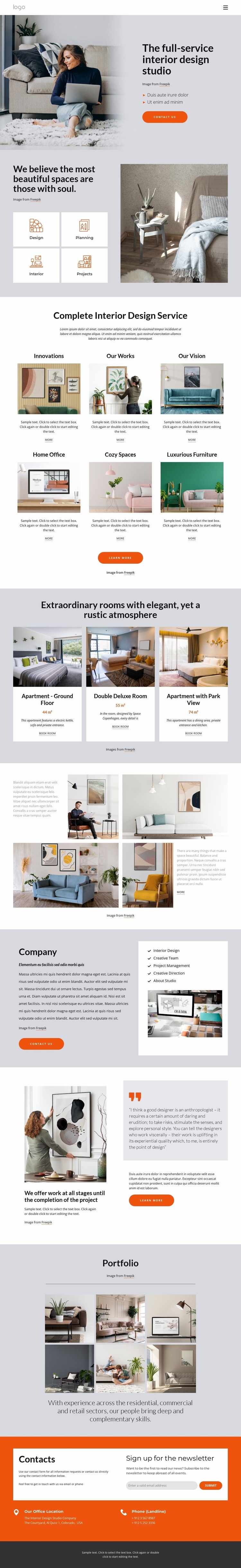 The full-service interior studio Homepage Design